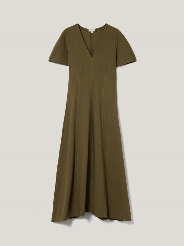 Curved Sleeve Midi Dress | Khaki