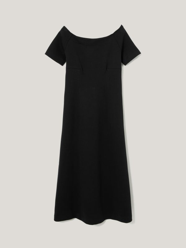 Off Shoulder Crepe Dress | Black