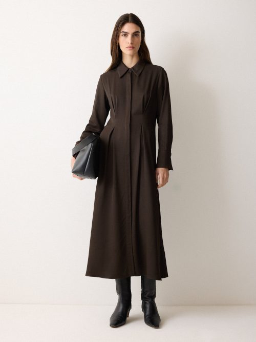 J50688_BR000_1.jpg Relaxed Drape Shirt Dress | Brown