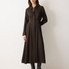 Relaxed Drape Shirt Dress | Brown