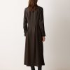 Relaxed Drape Shirt Dress | Brown