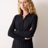 Pinstripe Merino Knit Dress | Blue