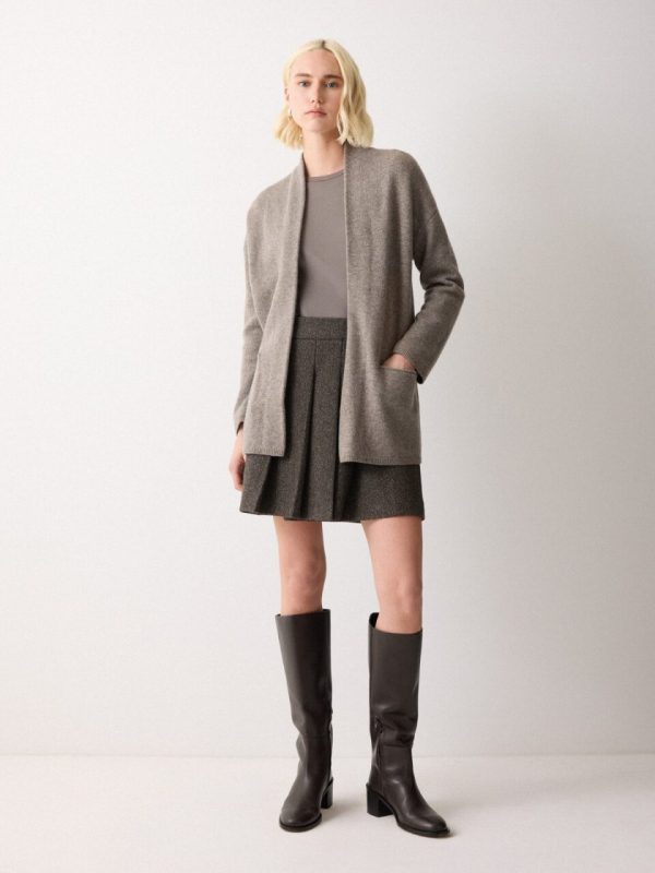Wool Blend Relaxed Cardigan | Taupe