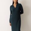 Wool Blend Collar Dress | Green