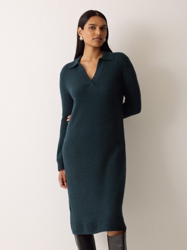 Wool Blend Collar Dress | Green