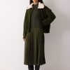 Pleated Skirt Jumper Dress | Khaki
