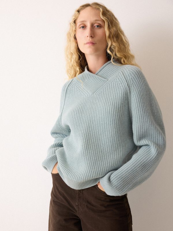 Fishermans Rib Cocoon Jumper | Blue