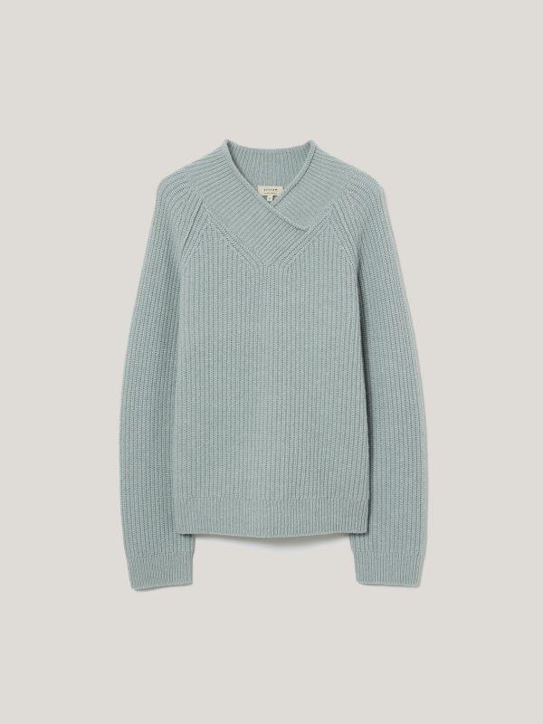 Fishermans Rib Cocoon Jumper | Blue