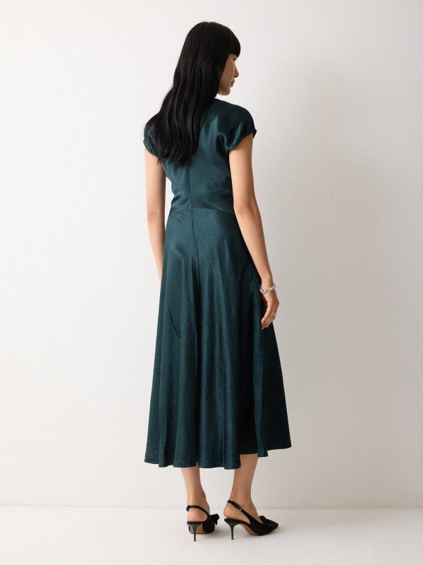 Textured Cowl Neck Dress | Green