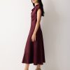 Textured Cowl Neck Dress | Burgundy