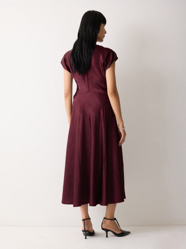 Textured Cowl Neck Dress | Burgundy