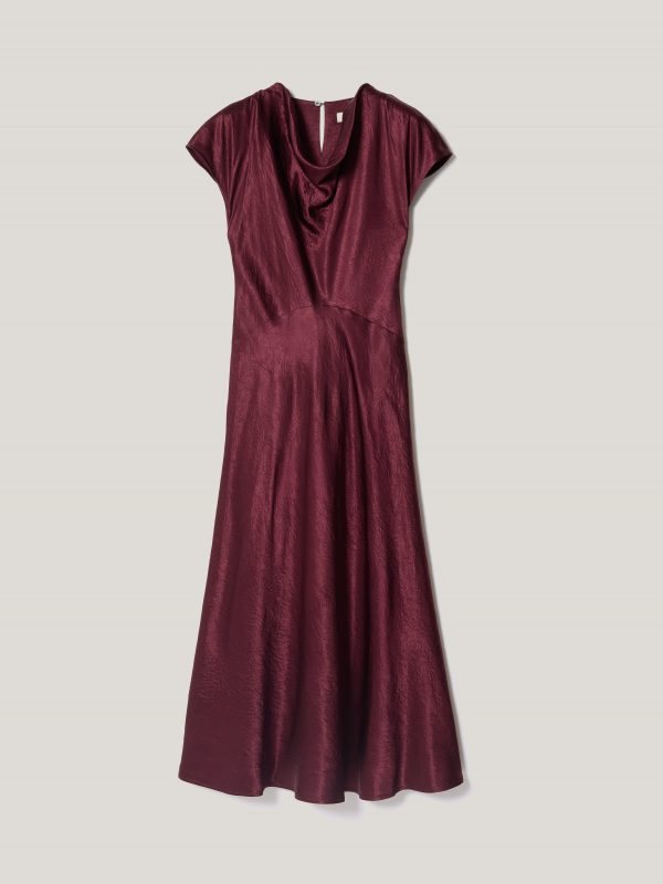 Textured Cowl Neck Dress | Burgundy