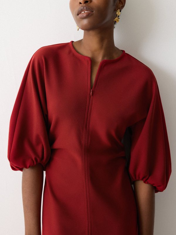 Stretch Crepe Mini Dress | Red