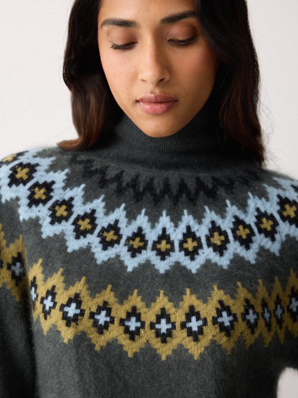 Halo Cashmere Fairisle Jumper | Green