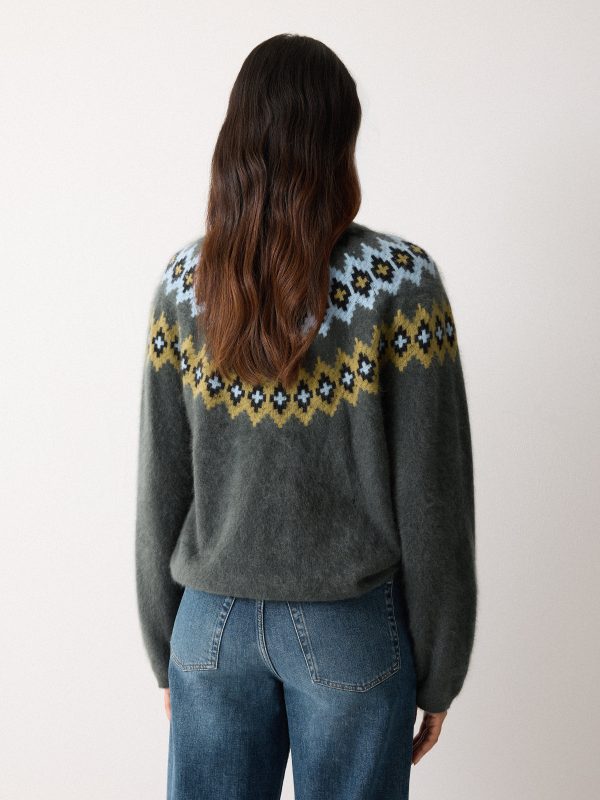 Halo Cashmere Fairisle Jumper | Green