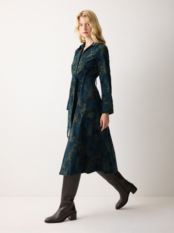 Chinoiserie Baby Cord Dress | Green