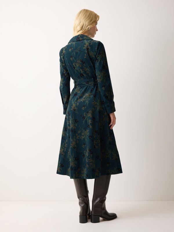 Chinoiserie Baby Cord Dress | Green