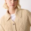 Wool Cashmere Cable Cardigan | Cream