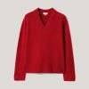 Wool Cashmere Blend V Neck Jumper | Red