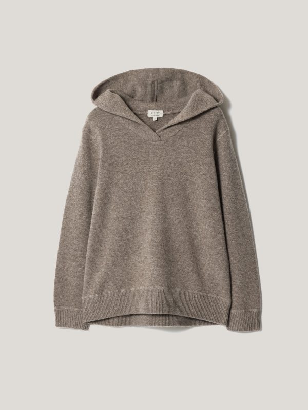 Wool Blend Hooded Jumper | Taupe